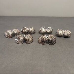 VTG 1995 Set Of 6 Arthur Court Double Shell Napkin Rings Coastal Organic Modern